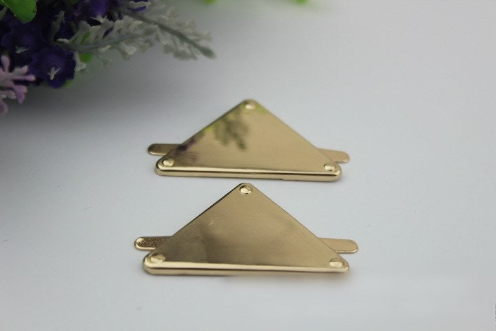 Metal Purse Charm Label Triangle 50mm 2" Gold Hardware Leather Bag Handbag Clutch Backpack Vintage Diy Handmade Decoration Supplies