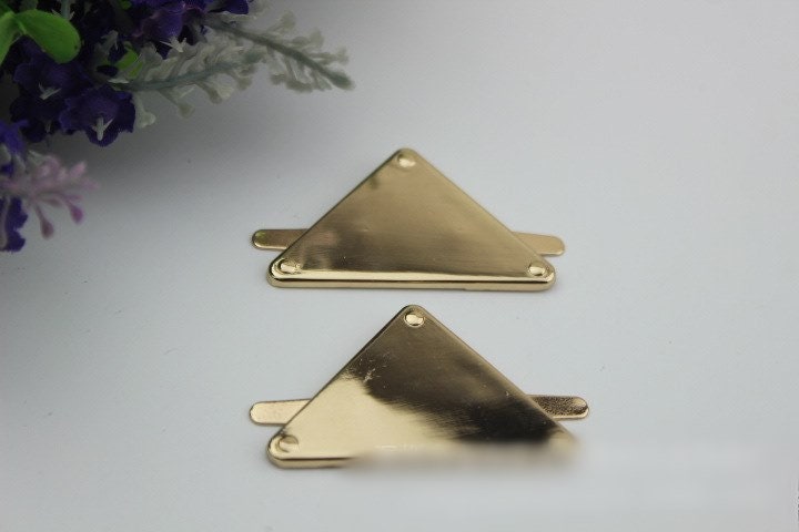 Metal Purse Charm Label Triangle 50mm 2" Gold Hardware Leather Bag Handbag Clutch Backpack Vintage Diy Handmade Decoration Supplies