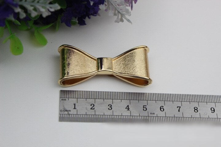 Bow-Knot Purse Charm Label 50mm 2" Metal Gold Hardware Leather Bag Handbag Clutch Backpack Vintage Handmade Decoration Supplies Wholesale