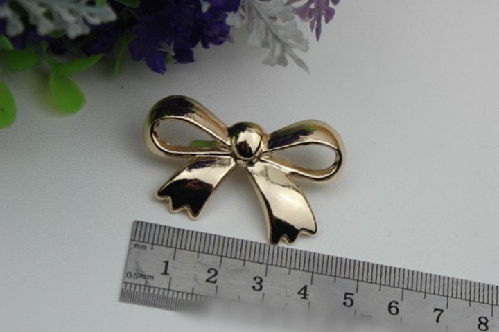 Bow-Knot Metal Purse Charm Label 45mm 1 3/4" Gold Hardware Leather Bag Handbag Clutch Backpack Vintage Diy Handmade Decoration Supplies Bulk