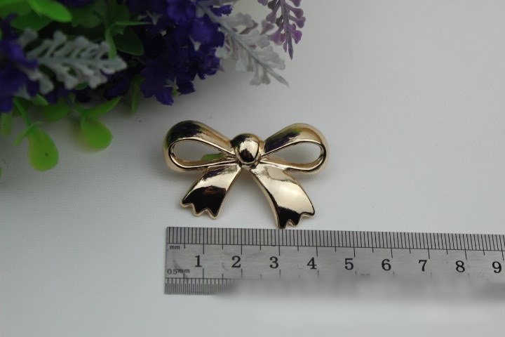 Bow-Knot Metal Purse Charm Label 45mm 1 3/4" Gold Hardware Leather Bag Handbag Clutch Backpack Vintage Diy Handmade Decoration Supplies Bulk