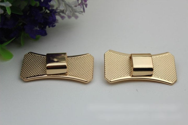Bow-Knot Purse Charm Metal Label 45mm 1 3/4" Gold Hardware Leather Bag Handbag Clutch Backpack Vintage Diy Handmade Decoration Supplies Bulk