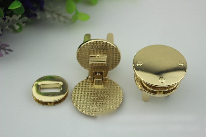 Round Twist Turn Lock 35mm Purse Charm Organizer Luggage Hardware Antique Gold Lock And Key Closure Small Bag Clutch Metal Accessories Bulk