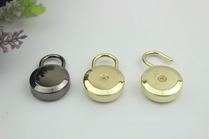 Round Keyless Switch Padlock 35mm Charm Organizer Luggage Hardware Gold Lock And Key Closure Small Bag Clutch Metal Accessories Wholesale