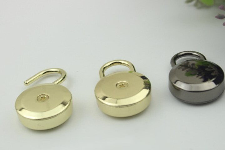 Round Keyless Switch Padlock 35mm Charm Organizer Luggage Hardware Gold Lock And Key Closure Small Bag Clutch Metal Accessories Wholesale