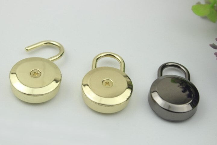 Round Keyless Switch Padlock 35mm Charm Organizer Luggage Hardware Gold Lock And Key Closure Small Bag Clutch Metal Accessories Wholesale