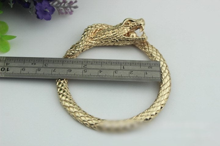 Metal Purse Charm Label Dragon Snake 85mm 3 3/8" Gold Hardware Leather Bag Handbag Clutch Backpack Vintage Diy Handmade Decoration Supplies