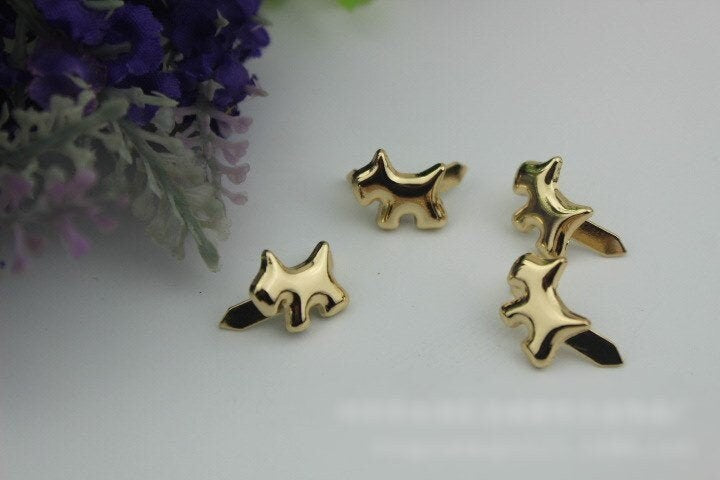 Metal Purse Charm Label Dog Shaped 15mm 5/8" Gold Hardware Leather Bag Handbag Clutch Backpack Vintage Diy Handmade Decoration Supplies