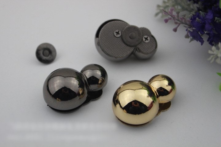 Magnetic Bag Lock Button 40mm 1 5/8" Purse Charm Organizer Luggage Hardware Black Gold Closure Small Bag Clutch Metal DIY Bulk Wholesale