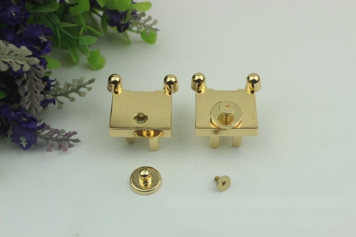 Rectangle Twist Press Lock 30mm Purse Charm Organizer Luggage Hardware Antique Gold Lock And Key Closure Small Bag Clutch Metal Accessories