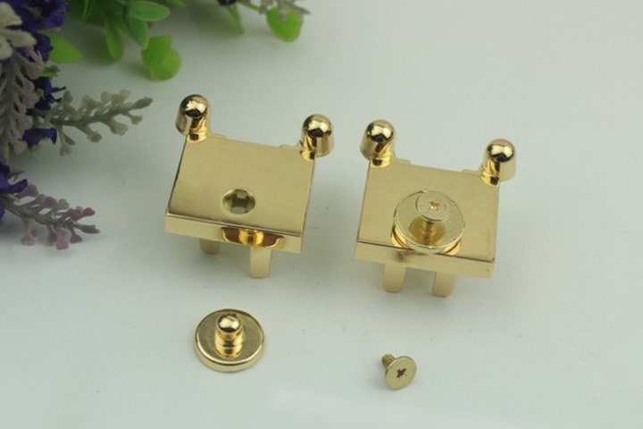 Rectangle Twist Press Lock 30mm Purse Charm Organizer Luggage Hardware Antique Gold Lock And Key Closure Small Bag Clutch Metal Accessories