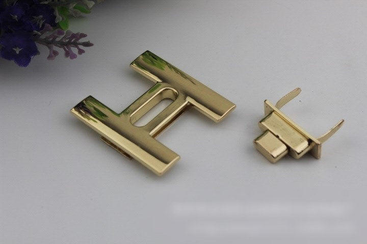 H-Shaped Twist Turn Lock 45mm Purse Charm Organizer Luggage Hardware Antique Gold Lock And Key Closure Small Bag Clutch Metal Accessories