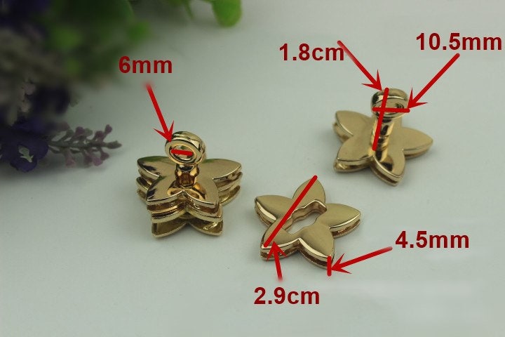 Flower Twist Turn Lock 29mm Purse Charm Organizer Luggage Hardware Antique Gold Lock And Key Closure Small Bag Clutch Metal Accessories Bulk