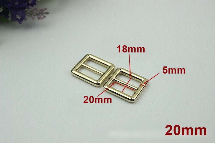 Rectangle Double Loop Purse Strap Slider Metal Connector Buckle Adjuster Keeper Ring 16 20 26 32 38 mm Belt Webbing Hardware Wholesale Bulk