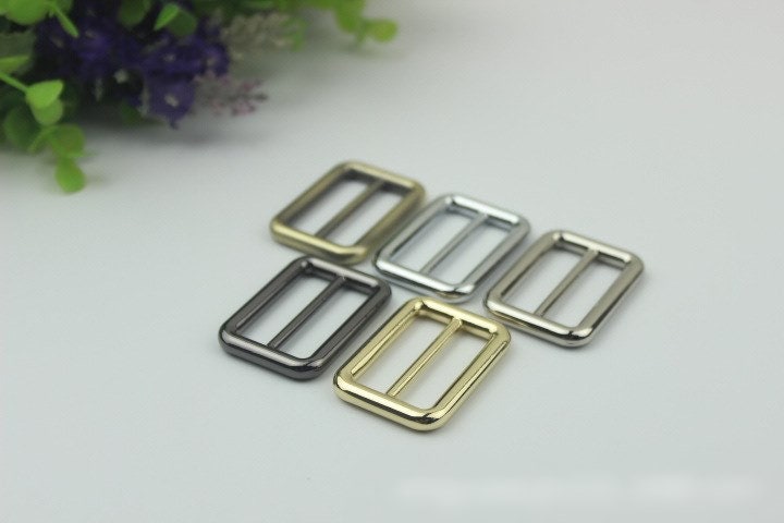 Rectangle Double Loop Purse Strap Slider Metal Connector Buckle Adjuster Keeper Ring 16 20 26 32 38 mm Belt Webbing Hardware Wholesale Bulk