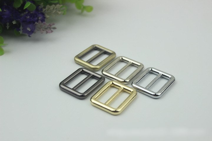 Rectangle Double Loop Purse Strap Slider Metal Connector Buckle Adjuster Keeper Ring 16 20 26 32 38 mm Belt Webbing Hardware Wholesale Bulk