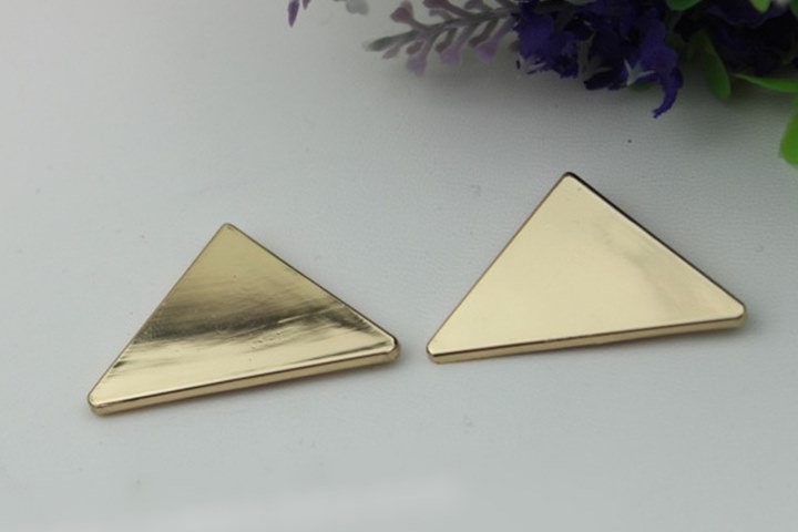 Triangle Purse Charm Label 40mm 1 5/8" Metal Gold Hardware Leather Bag Handbag Clutch Backpack Vintage Diy Handmade Decoration Supplies Bulk