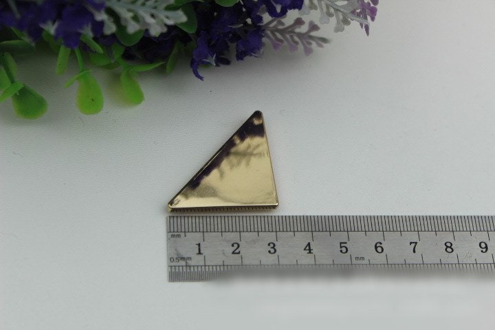 Triangle Purse Charm Label 40mm 1 5/8" Metal Gold Hardware Leather Bag Handbag Clutch Backpack Vintage Diy Handmade Decoration Supplies Bulk