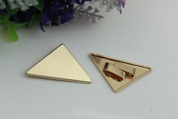 Triangle Purse Charm Label 40mm 1 5/8" Metal Gold Hardware Leather Bag Handbag Clutch Backpack Vintage Diy Handmade Decoration Supplies Bulk