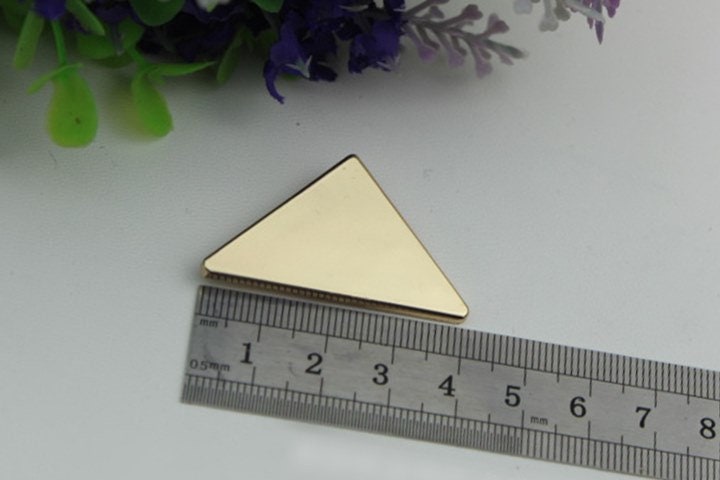 Triangle Purse Charm Label 40mm 1 5/8" Metal Gold Hardware Leather Bag Handbag Clutch Backpack Vintage Diy Handmade Decoration Supplies Bulk