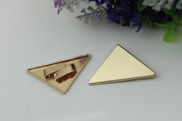 Triangle Purse Charm Label 40mm 1 5/8" Metal Gold Hardware Leather Bag Handbag Clutch Backpack Vintage Diy Handmade Decoration Supplies Bulk