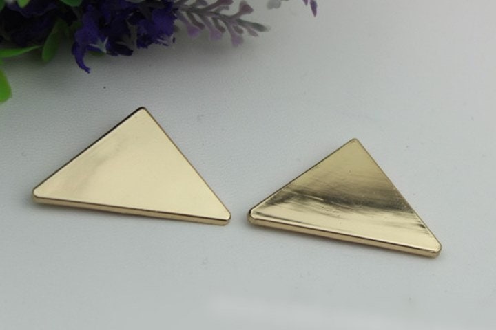 Triangle Purse Charm Label 40mm 1 5/8" Metal Gold Hardware Leather Bag Handbag Clutch Backpack Vintage Diy Handmade Decoration Supplies Bulk