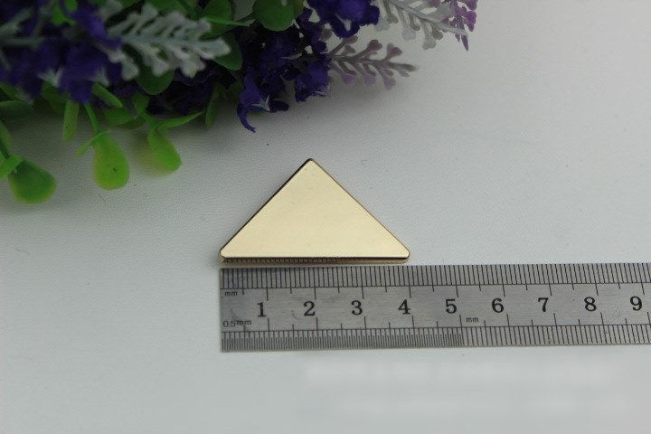 Triangle Purse Charm Label 40mm 1 5/8" Metal Gold Hardware Leather Bag Handbag Clutch Backpack Vintage Diy Handmade Decoration Supplies Bulk