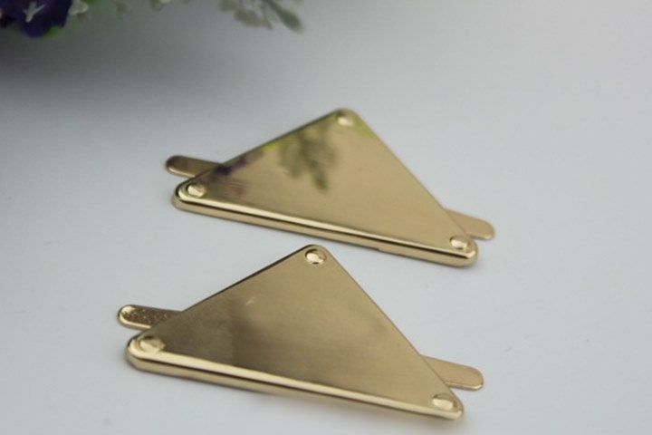 Metal Purse Charm Label Triangle 50mm 2" Gold Hardware Leather Bag Handbag Clutch Backpack Vintage Diy Handmade Decoration Supplies