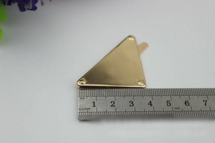 Metal Purse Charm Label Triangle 50mm 2" Gold Hardware Leather Bag Handbag Clutch Backpack Vintage Diy Handmade Decoration Supplies