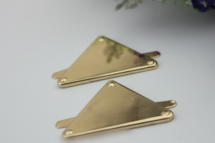 Metal Purse Charm Label Triangle 50mm 2" Gold Hardware Leather Bag Handbag Clutch Backpack Vintage Diy Handmade Decoration Supplies