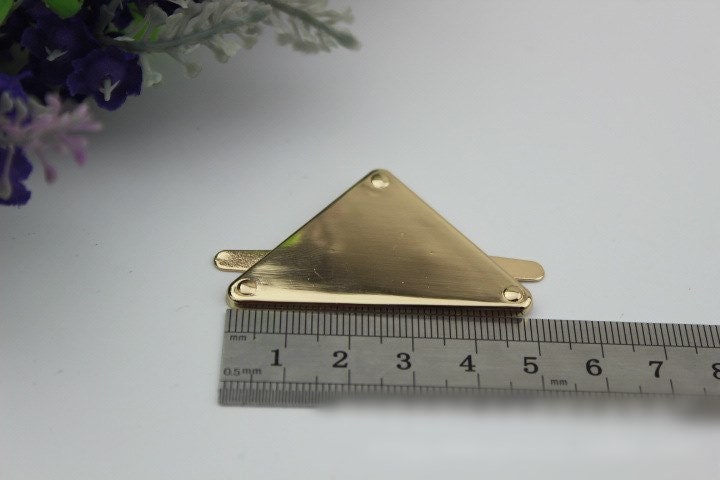 Metal Purse Charm Label Triangle 50mm 2" Gold Hardware Leather Bag Handbag Clutch Backpack Vintage Diy Handmade Decoration Supplies