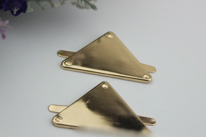 Metal Purse Charm Label Triangle 50mm 2" Gold Hardware Leather Bag Handbag Clutch Backpack Vintage Diy Handmade Decoration Supplies