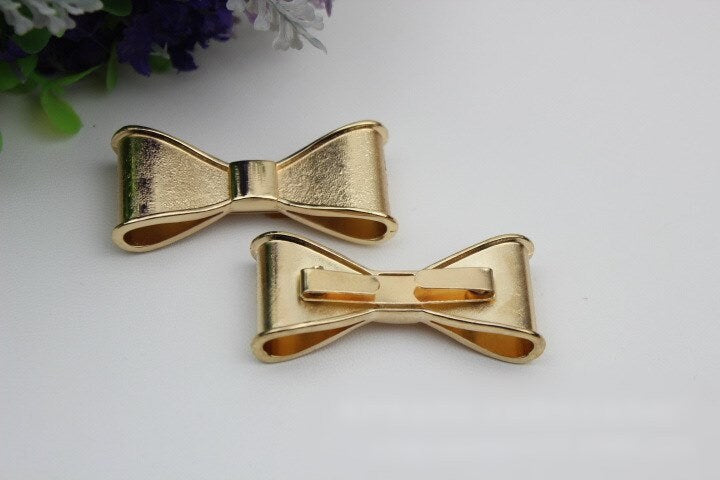 Bow-Knot Purse Charm Label 50mm 2" Metal Gold Hardware Leather Bag Handbag Clutch Backpack Vintage Handmade Decoration Supplies Wholesale