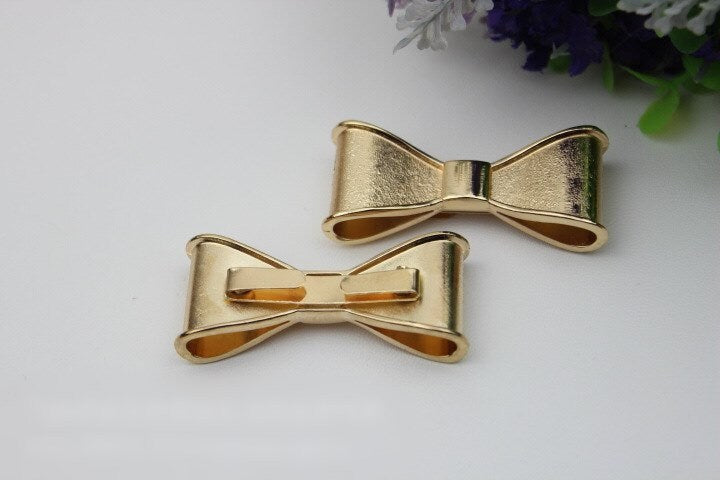 Bow-Knot Purse Charm Label 50mm 2" Metal Gold Hardware Leather Bag Handbag Clutch Backpack Vintage Handmade Decoration Supplies Wholesale