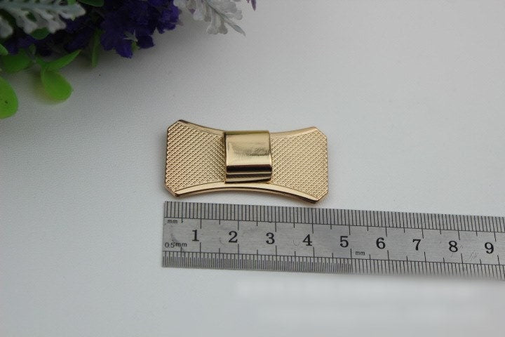 Bow-Knot Purse Charm Metal Label 45mm 1 3/4" Gold Hardware Leather Bag Handbag Clutch Backpack Vintage Diy Handmade Decoration Supplies Bulk