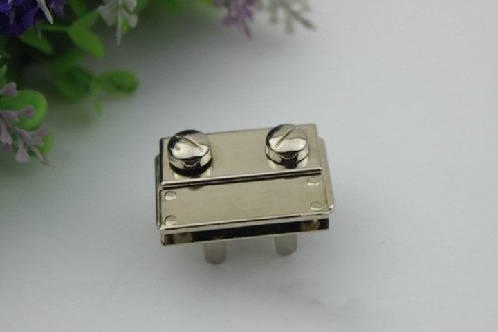 Rectangle Twist Turn Lock Bag Hardware Gold Silver Gunmetal 2/20 pcs Handmade Purse Handbag Making Metal 40mm 30mm 1 5/8 1 1/4" Supplies