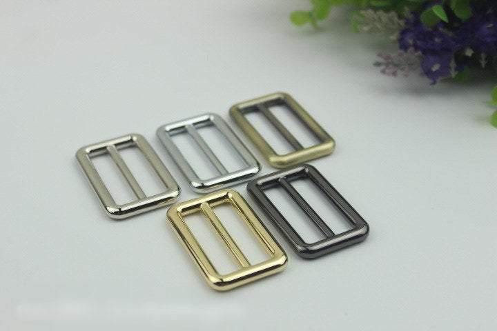 10pcs Strap Slider Bag Hardware Rectangle Double Loop Metal Buckle Adjuster Gold Silver Gunmetal Bronze Purse Handbag Making Bulk 38x21mm