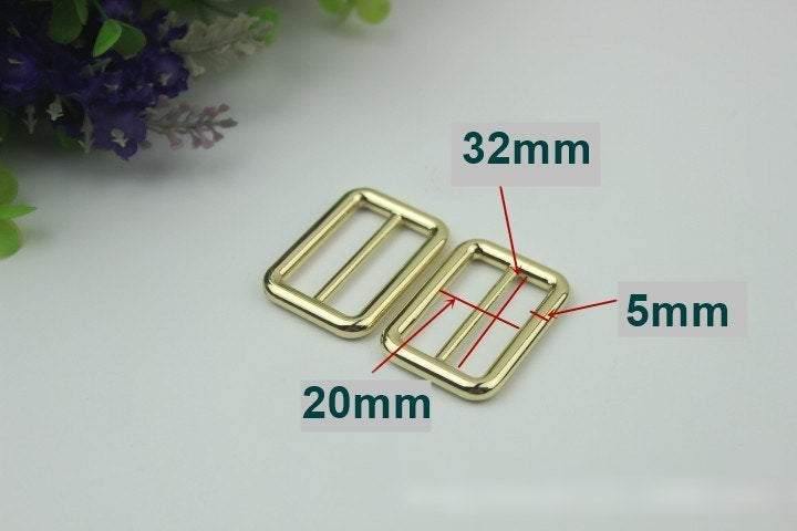 10pcs Strap Slider Bag Hardware Rectangle Double Loop Metal Buckle Adjuster Gold White Silver Gunmetal Bronze Purse Handbag Making 32x20mm