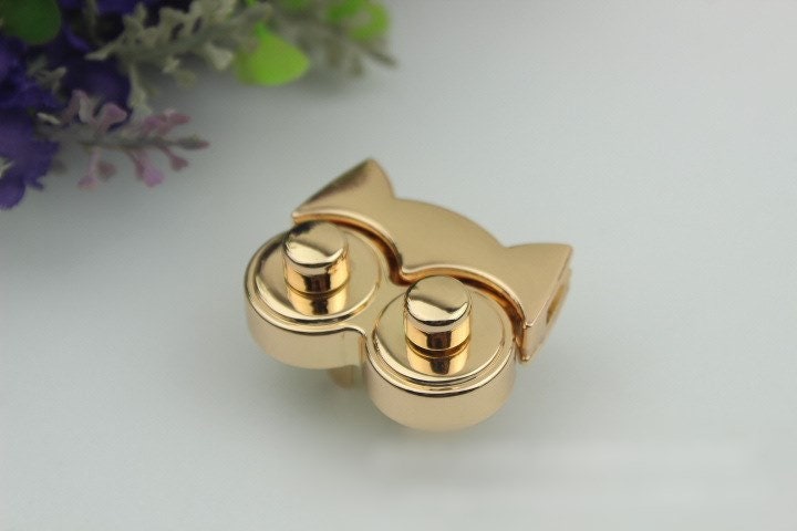 Owl Twist Turn Lock 37mm 1 1/2" Purse Charm Organizer Luggage Hardware Antique Gold Lock And Key Closure Small Bag Clutch Metal Accessories