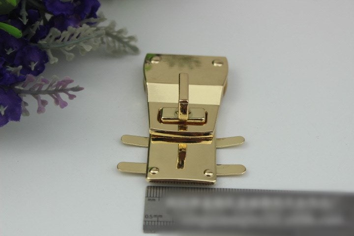 Rectangle Twist Turn Lock 64mm 2 1/2" Purse Charm Organizer Luggage Hardware Gold Lock And Key Closure Small Bag Clutch Metal Accessories