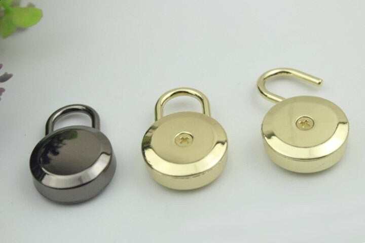 Round Keyless Switch Padlock 35mm Charm Organizer Luggage Hardware Gold Lock And Key Closure Small Bag Clutch Metal Accessories Wholesale