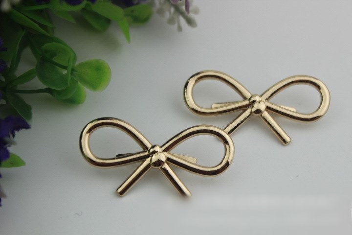 Bow Purse Label 2/20pcs Bag Hardware Charm Gold Gunmetal Black Handmade Purse Handbag Making Metal Decoration 45mm 1 3/4" Wholesale Supplies