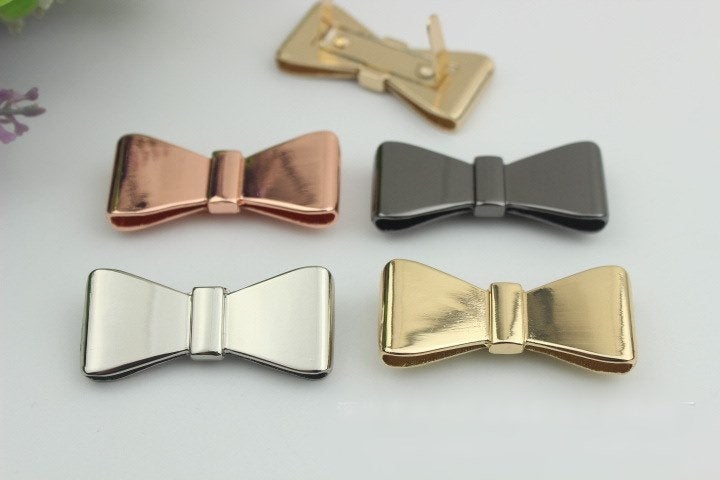 Bow Purse Label 2/20pcs Bag Hardware Charm Rose Gold Silver Gunmetal Handmade Purse Handbag Making Metal Decoration 43mm Wholesale Supplies