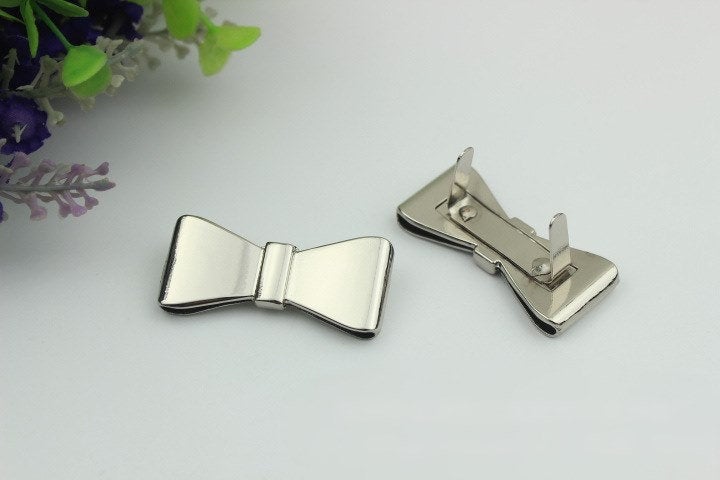 Bow Purse Label 2/20pcs Bag Hardware Charm Rose Gold Silver Gunmetal Handmade Purse Handbag Making Metal Decoration 43mm Wholesale Supplies