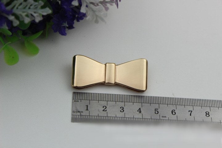 Bow Purse Label 2/20pcs Bag Hardware Charm Rose Gold Silver Gunmetal Handmade Purse Handbag Making Metal Decoration 43mm Wholesale Supplies