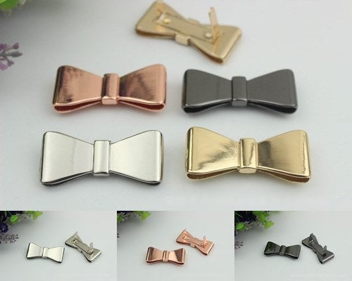 Bow Purse Label 2/20pcs Bag Hardware Charm Rose Gold Silver Gunmetal Handmade Purse Handbag Making Metal Decoration 43mm Wholesale Supplies