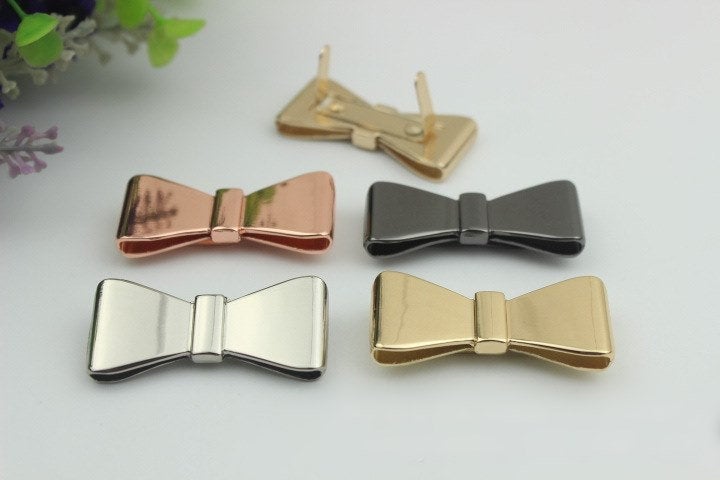 Bow Purse Label 2/20pcs Bag Hardware Charm Rose Gold Silver Gunmetal Handmade Purse Handbag Making Metal Decoration 43mm Wholesale Supplies