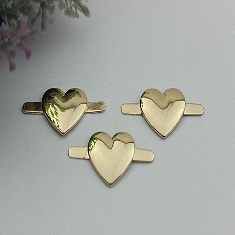 Heart-Shaped Purse Label 2/20pcs Bag Hardware Charm Light Gold Handmade Purse Handbag Making Metal Decoration 20mm 3/4" Wholesale Supplies