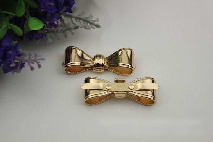 Bow Purse Label 2/20pcs Bag Hardware Charm Light Gold Handmade Purse Handbag Making Metal Decoration 45mm 1 3/4" Wholesale Supplies