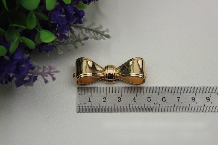 Bow Purse Label 2/20pcs Bag Hardware Charm Light Gold Handmade Purse Handbag Making Metal Decoration 45mm 1 3/4" Wholesale Supplies